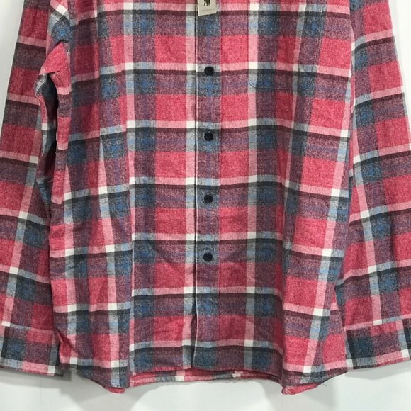 Normal Brand Men's Twisted Yarn Long Sleeve Plaid Button Up Shirt, Size XL - Red - Picture 10 of 12